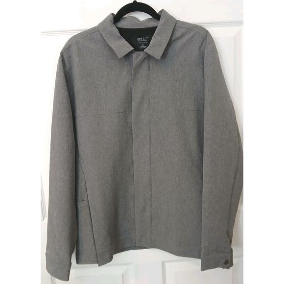 BYLT District Jacket Gray Button Snap Athletic Performance Stretch Mens Sz L - Picture 1 of 10